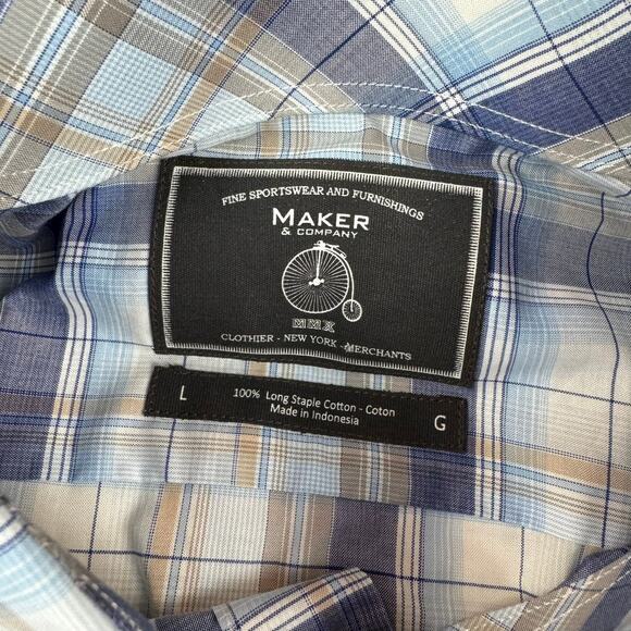 Maker and Company Plaid Button-Down Shirt - Size Large - Picture 3 of 5